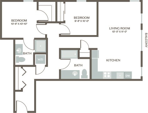 Two Bed Two Bath 4 A714 floor plan